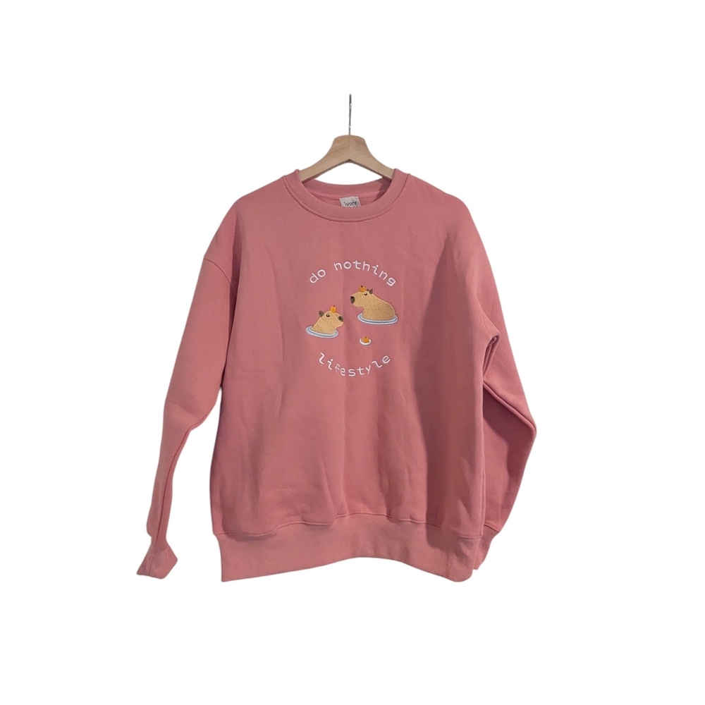 Ivory Story Do Nothing Lifestyle Pink Crewneck Sweatshirt, S